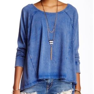 Free People We The Free Cupcake Sunrise Pullover Blue Swing Raglan Cotton-Small